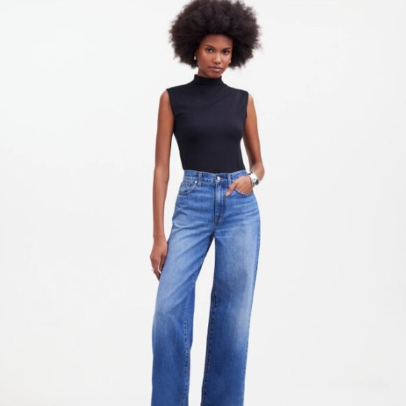 MADEWELL NWT Women's Funnelneck True Black Cropped Muscle Tee NO378 - Picture 2 of 3